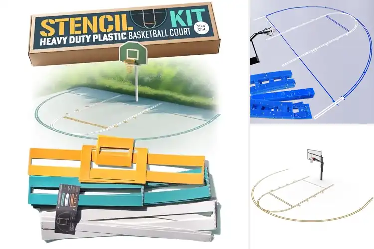 Detailed view of Best Concrete Basketball Court Stencils